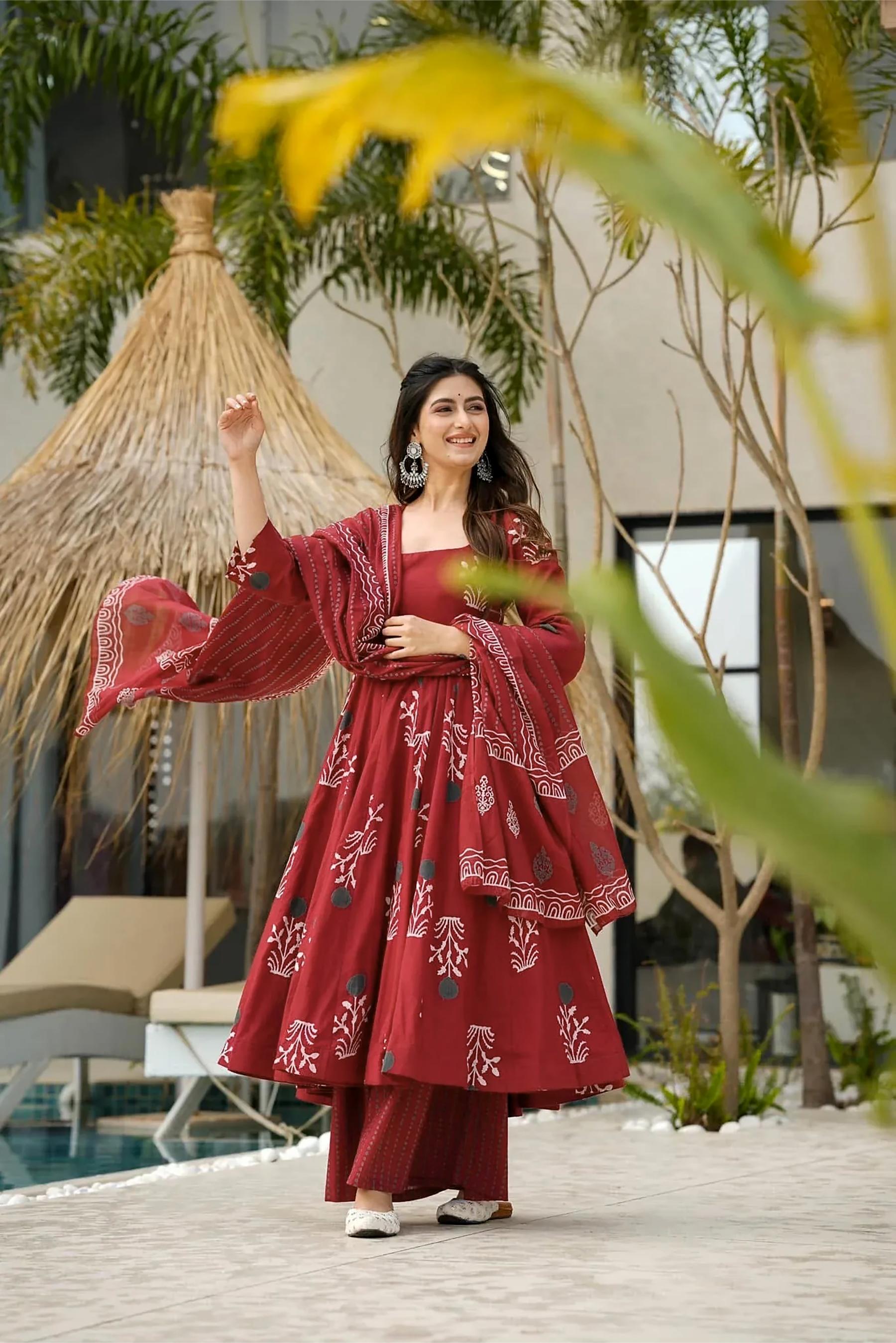 Maroon Mal Cotton Readymade Suit — alternate view