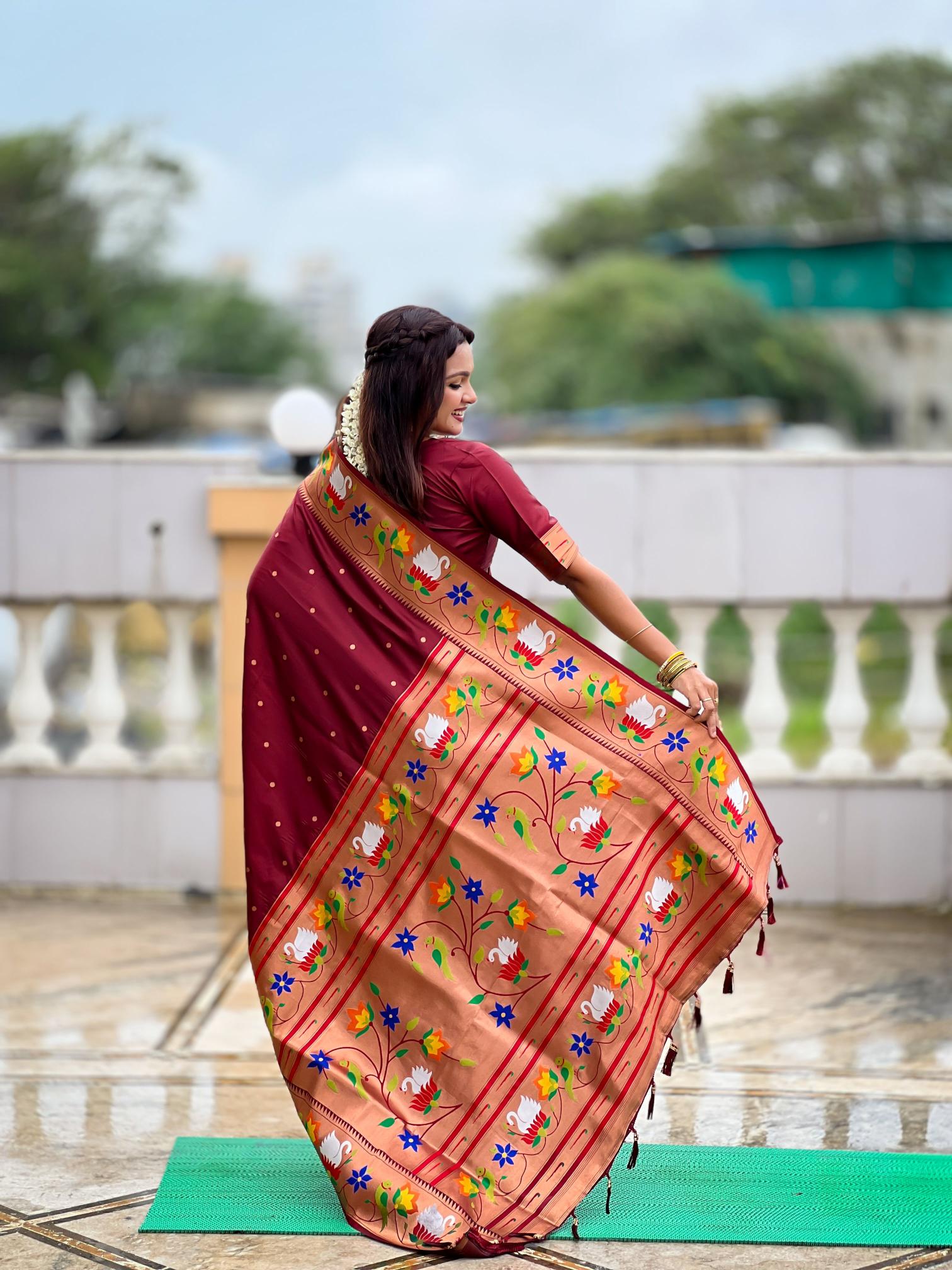 Maroon Paithani Silk Saree — alternate view