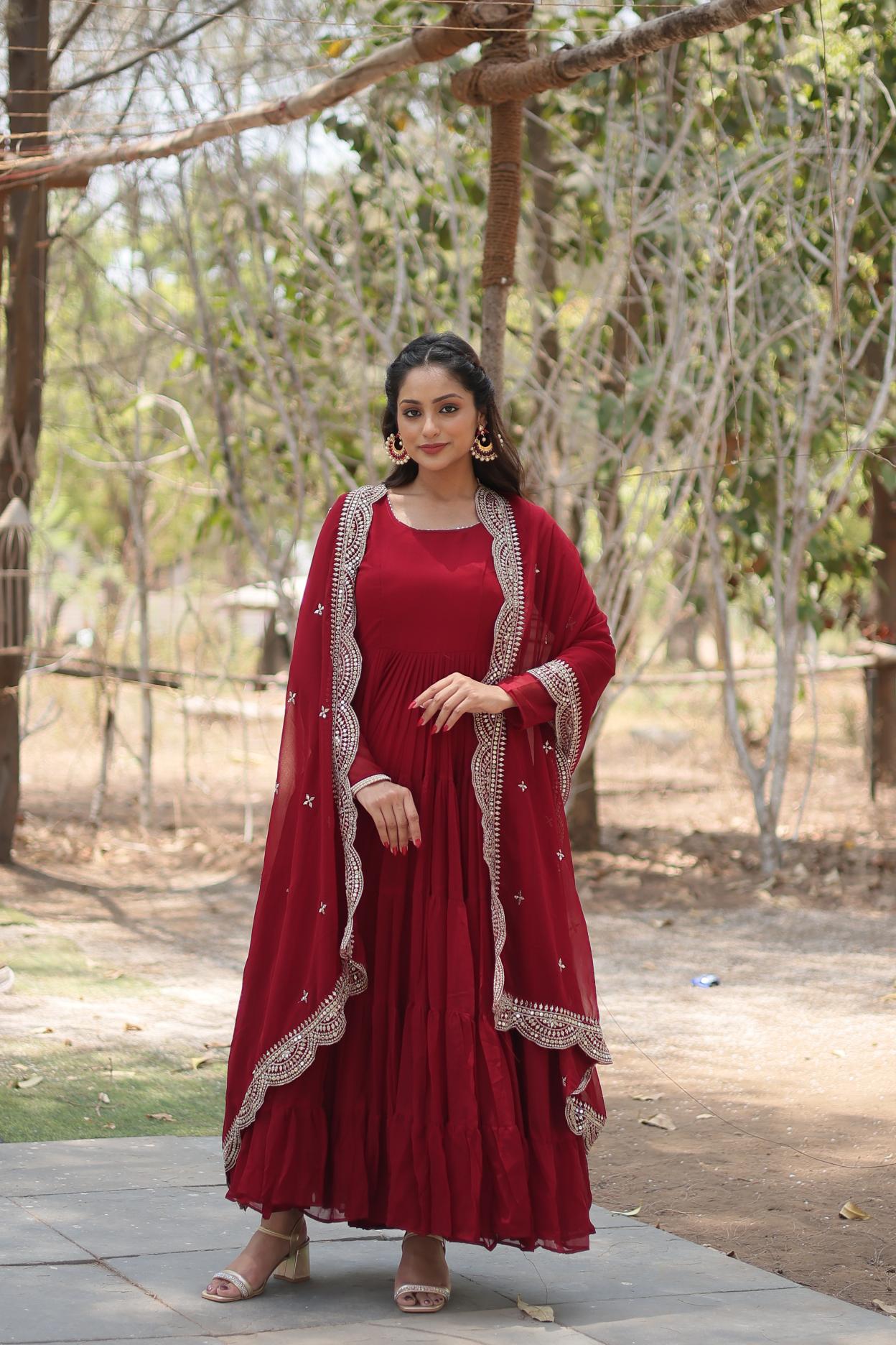Maroon Party Wear Gown