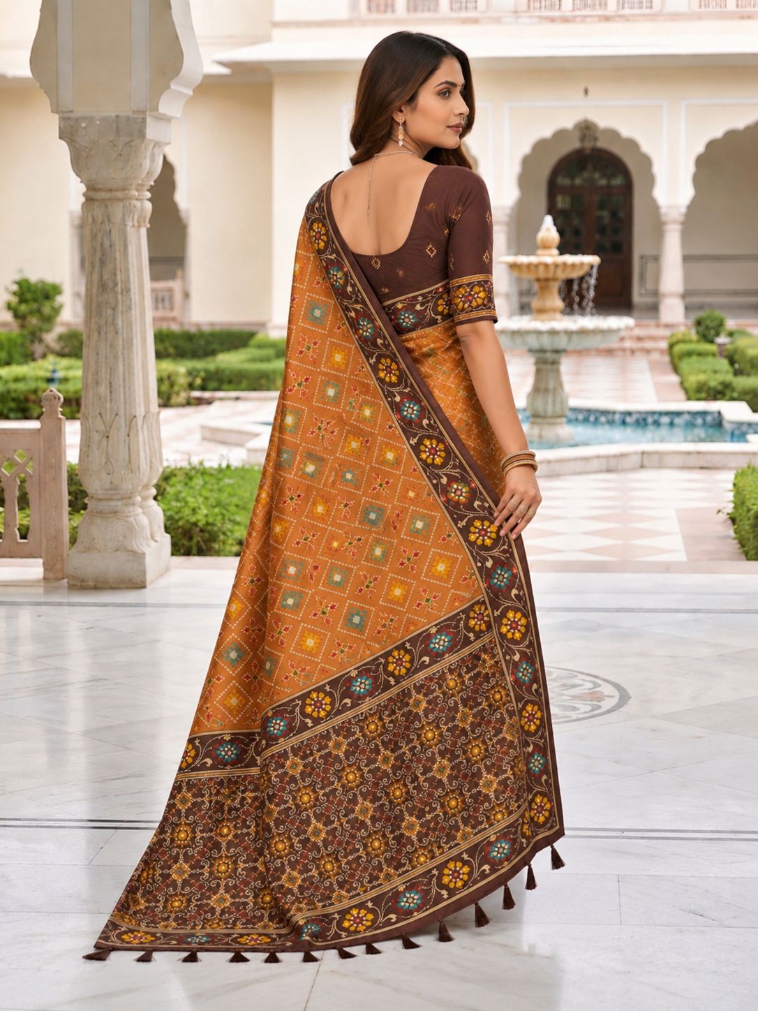 Maroon Patola Silk Meenakari Jacquard Saree — alternate view