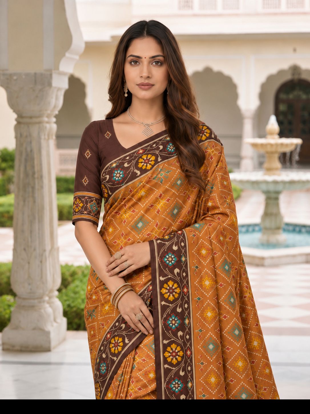 Maroon Patola Silk Meenakari Jacquard Saree
