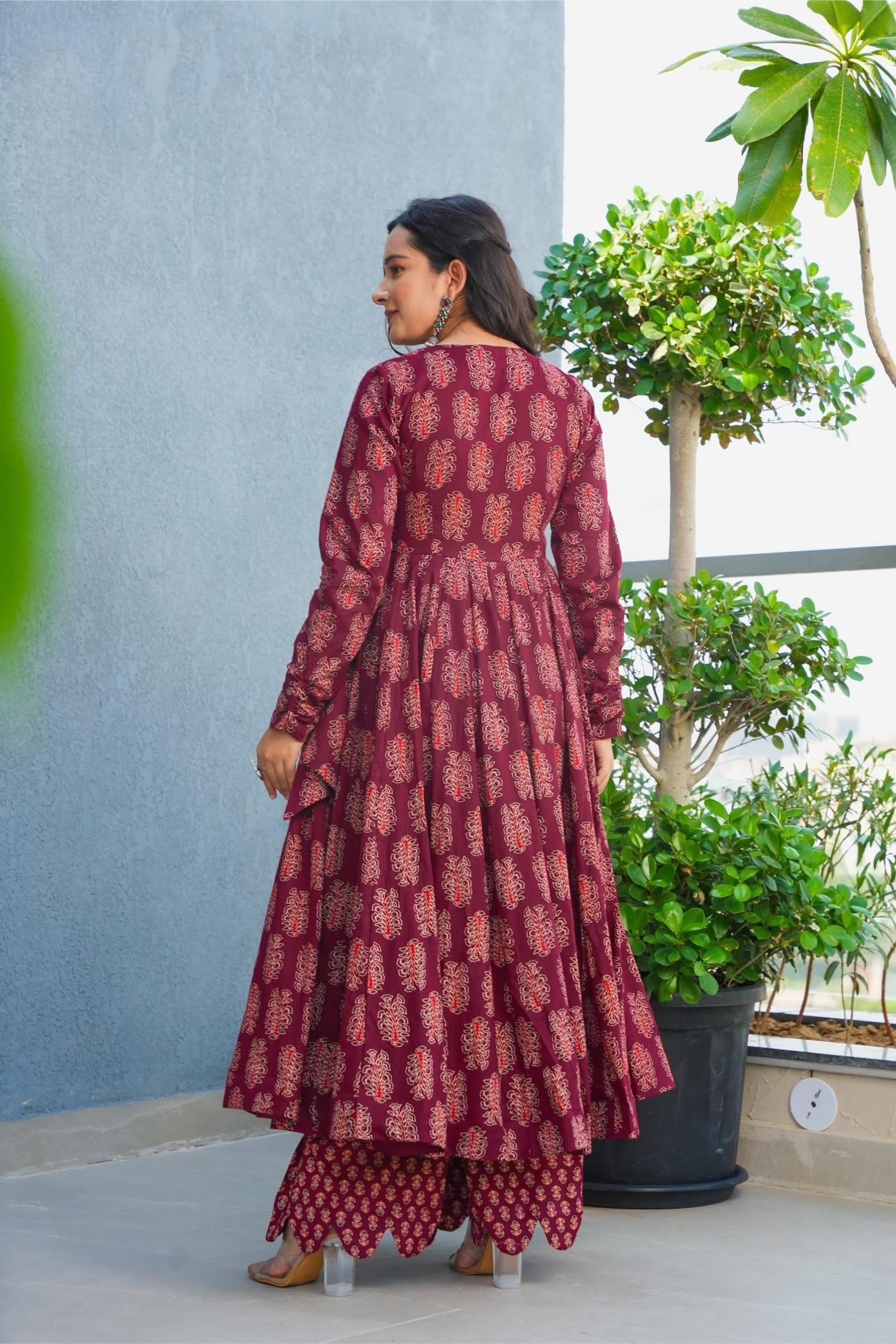 Maroon Rayon Kurti Set — alternate view