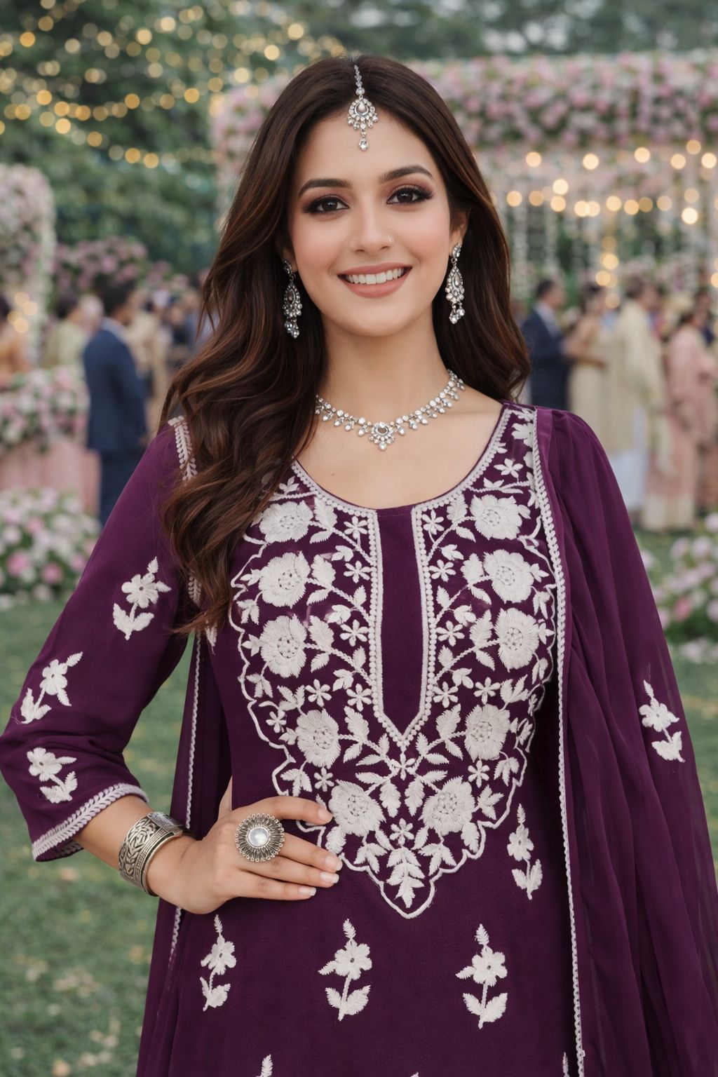 Maroon Round Neck Designer Georgette Sharara Suit