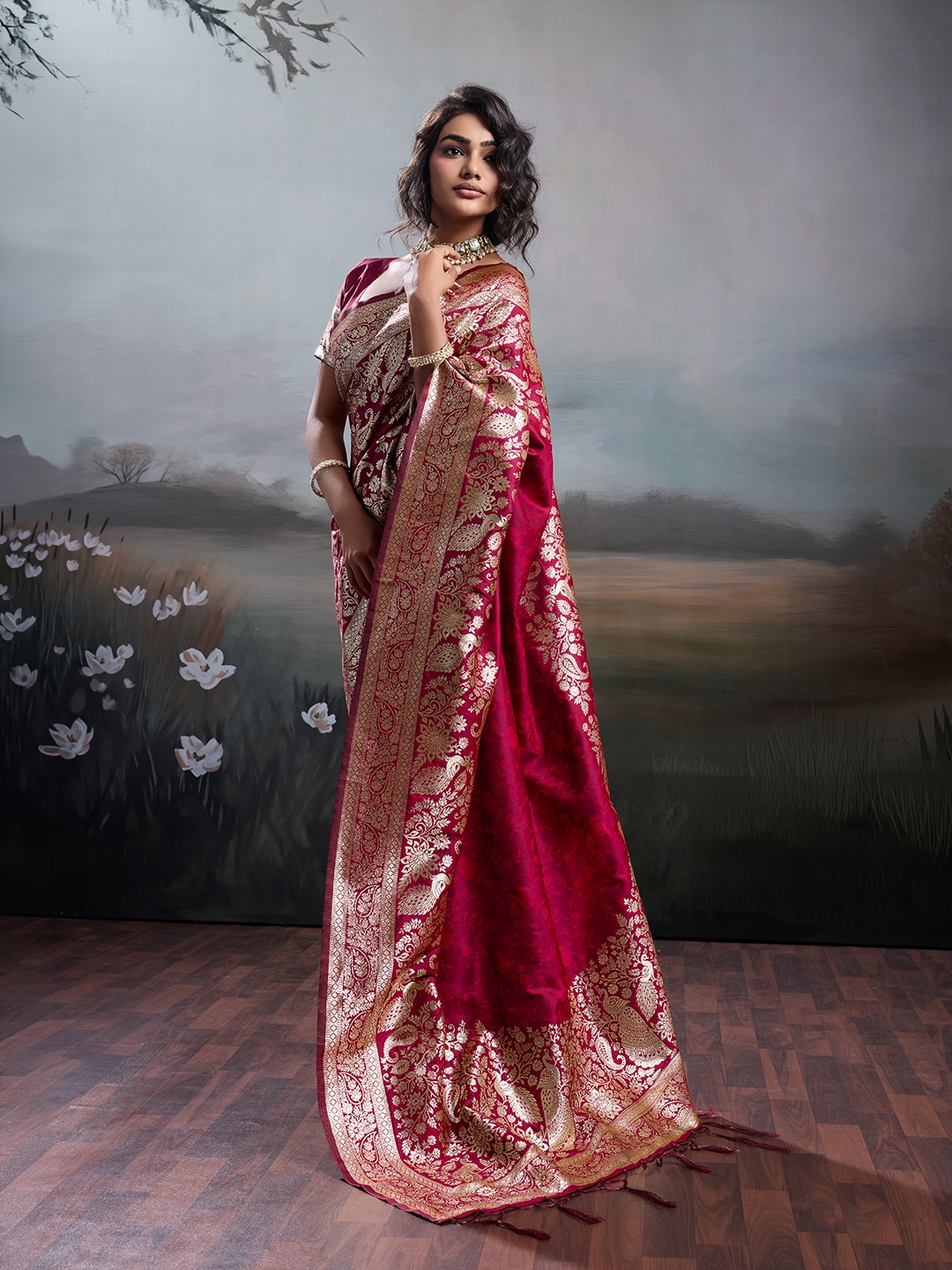 Maroon Royal Woven Silk Saree