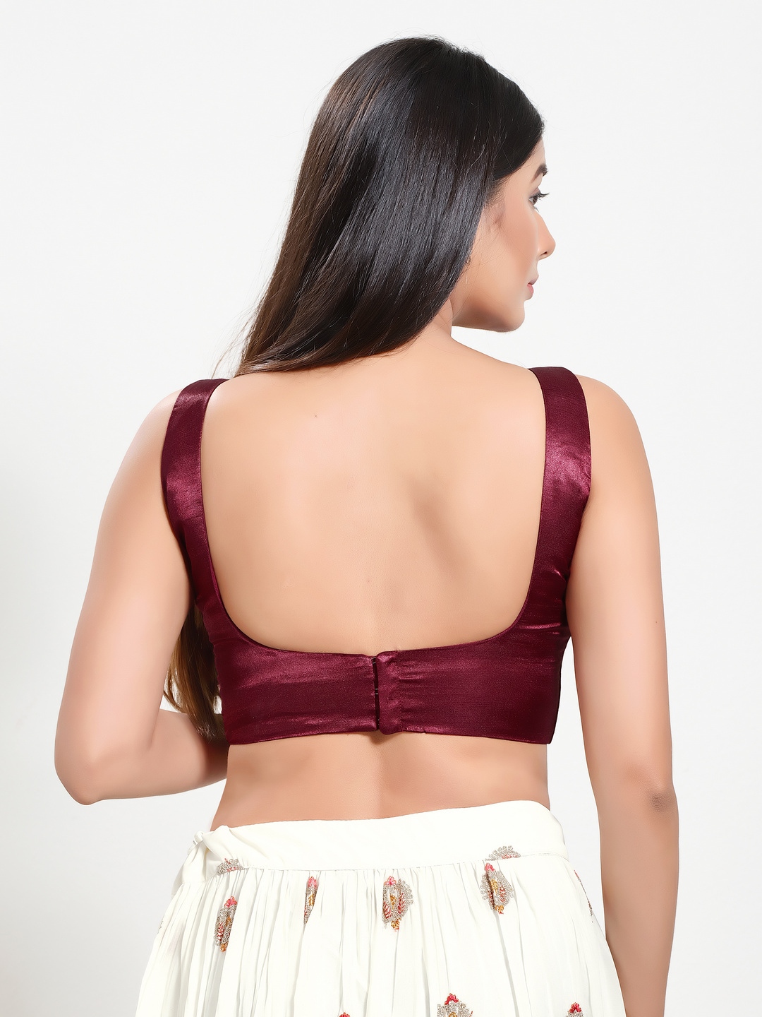 Maroon Silk Readymade Blouse — alternate view