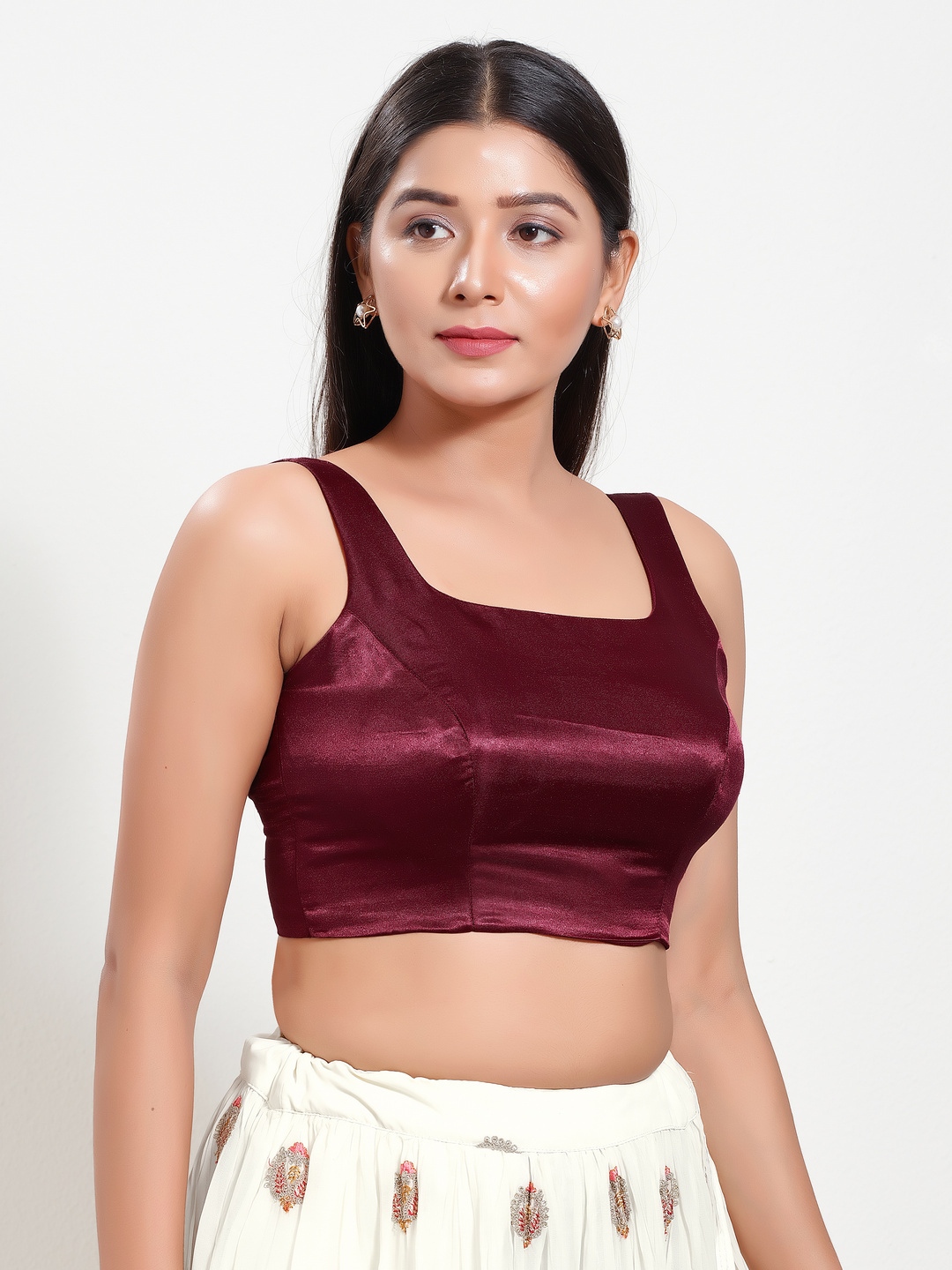 Maroon Silk Readymade Blouse