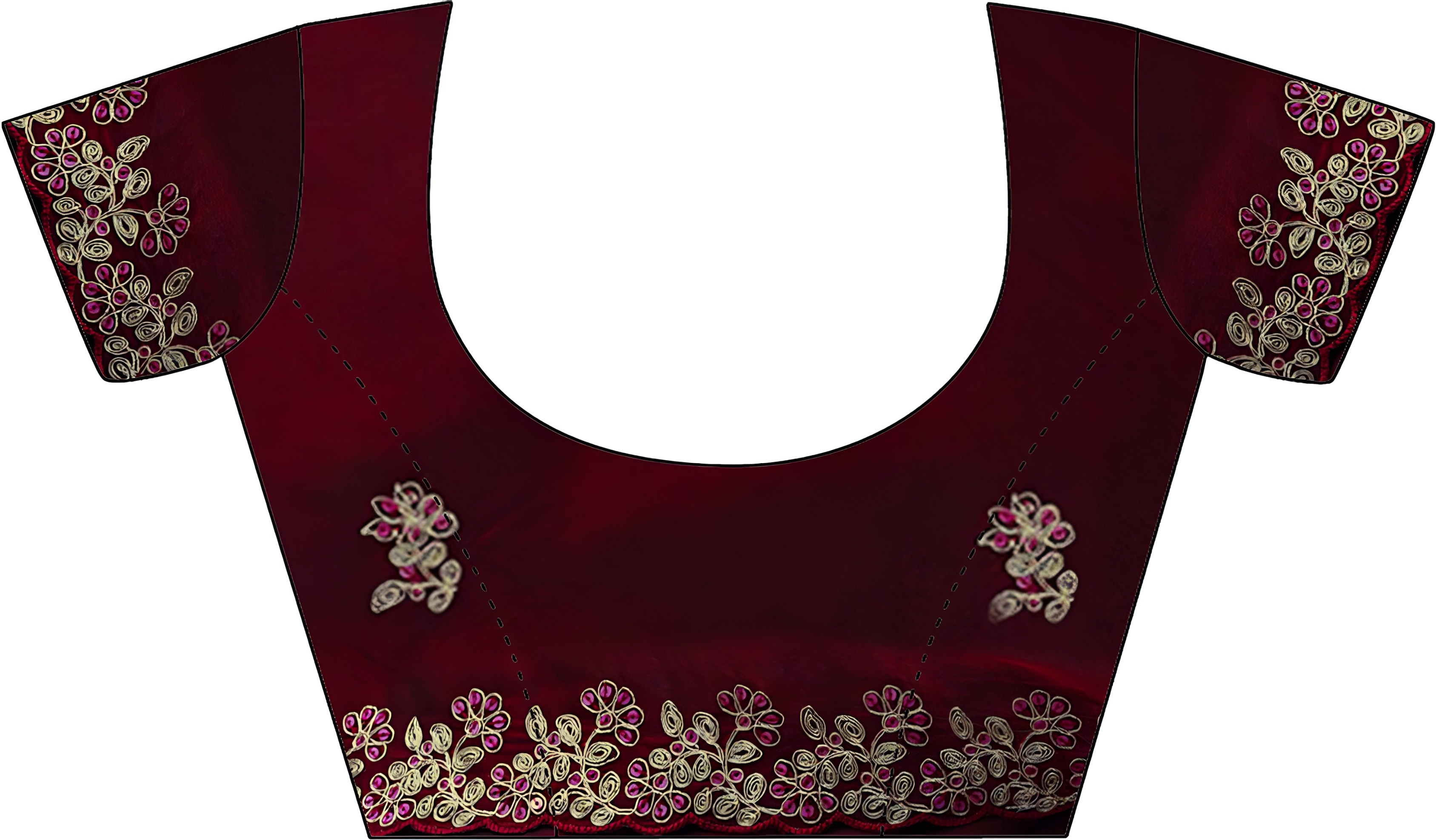 Maroon Threadwork Fendy Satin Silk Saree