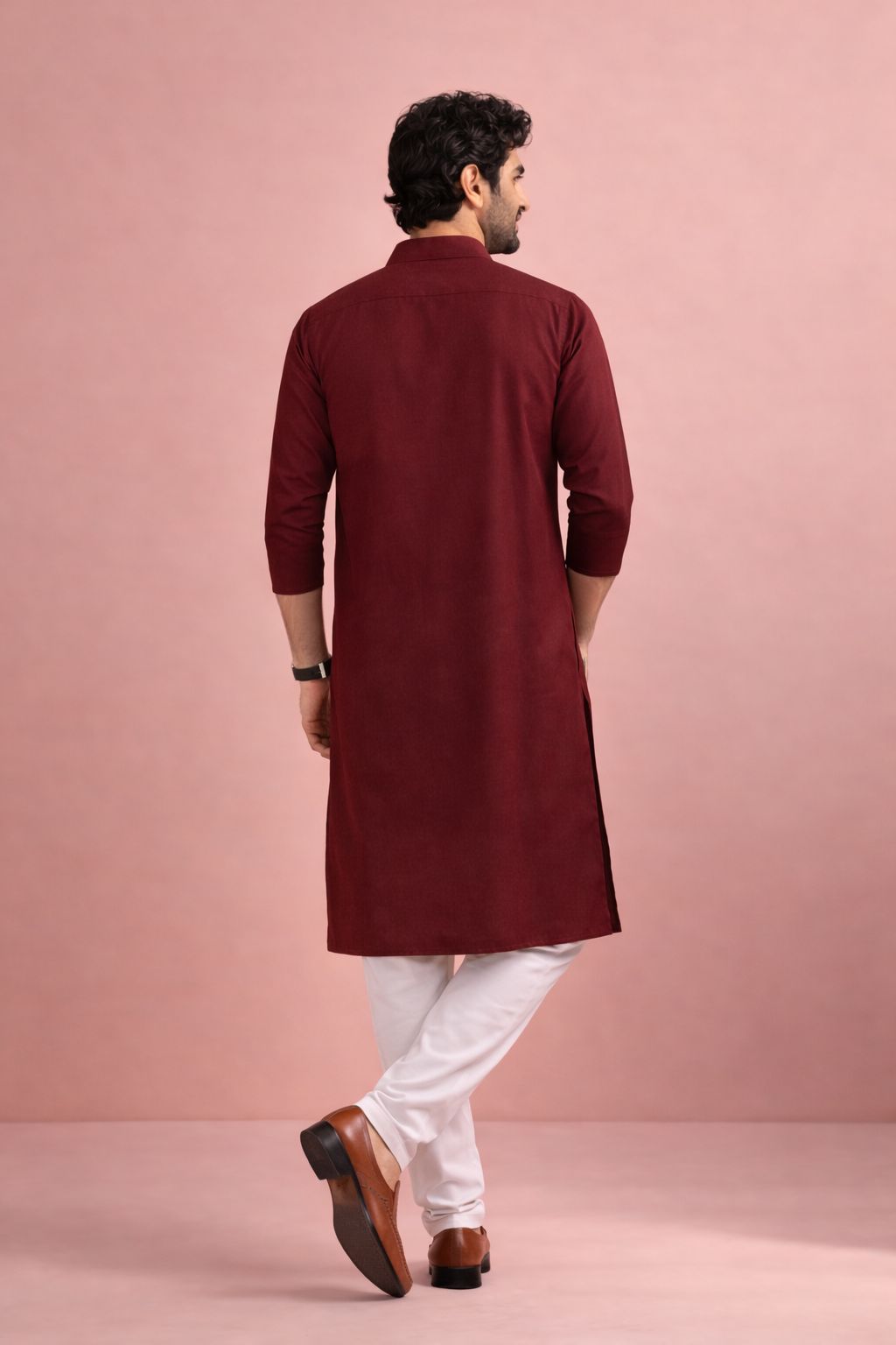 Maroon Velvet Designer Embroidery Kurta Pyjama