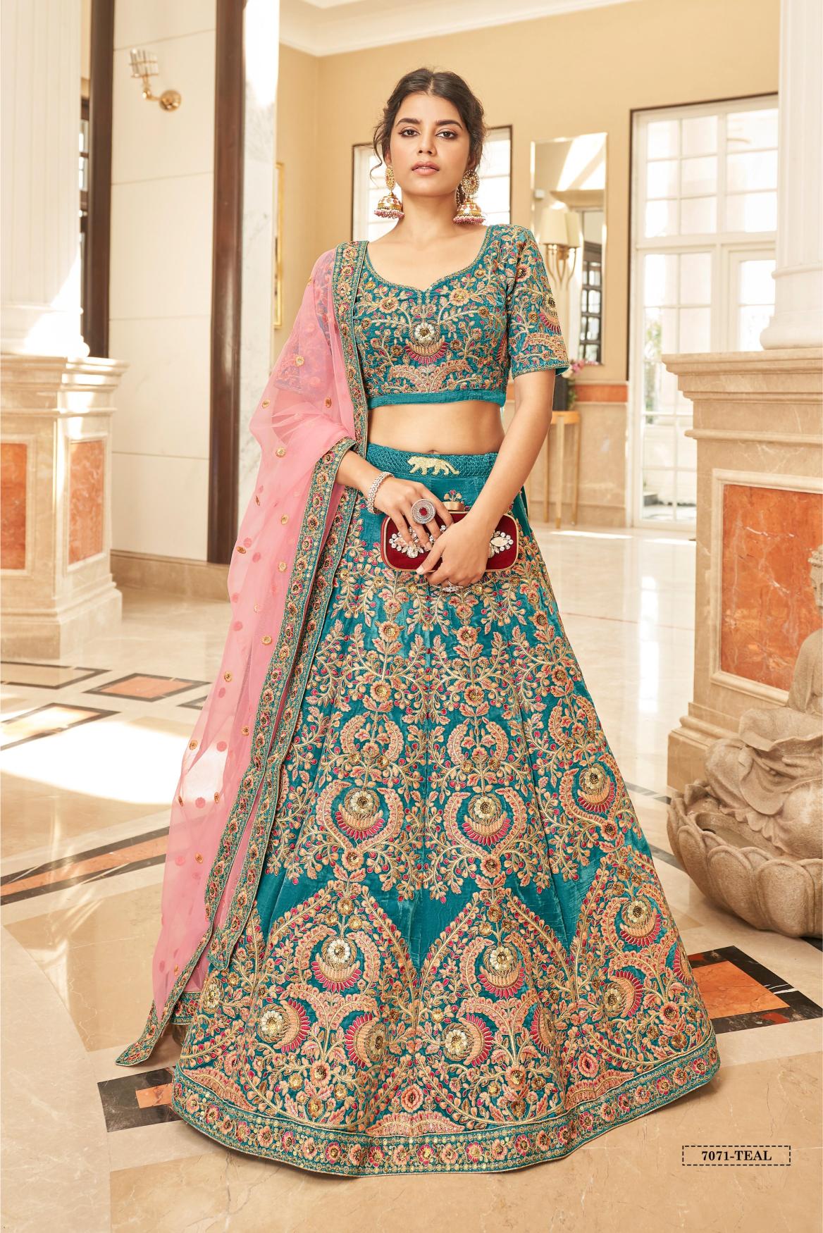 Maroon Velvet Lehenga Choli