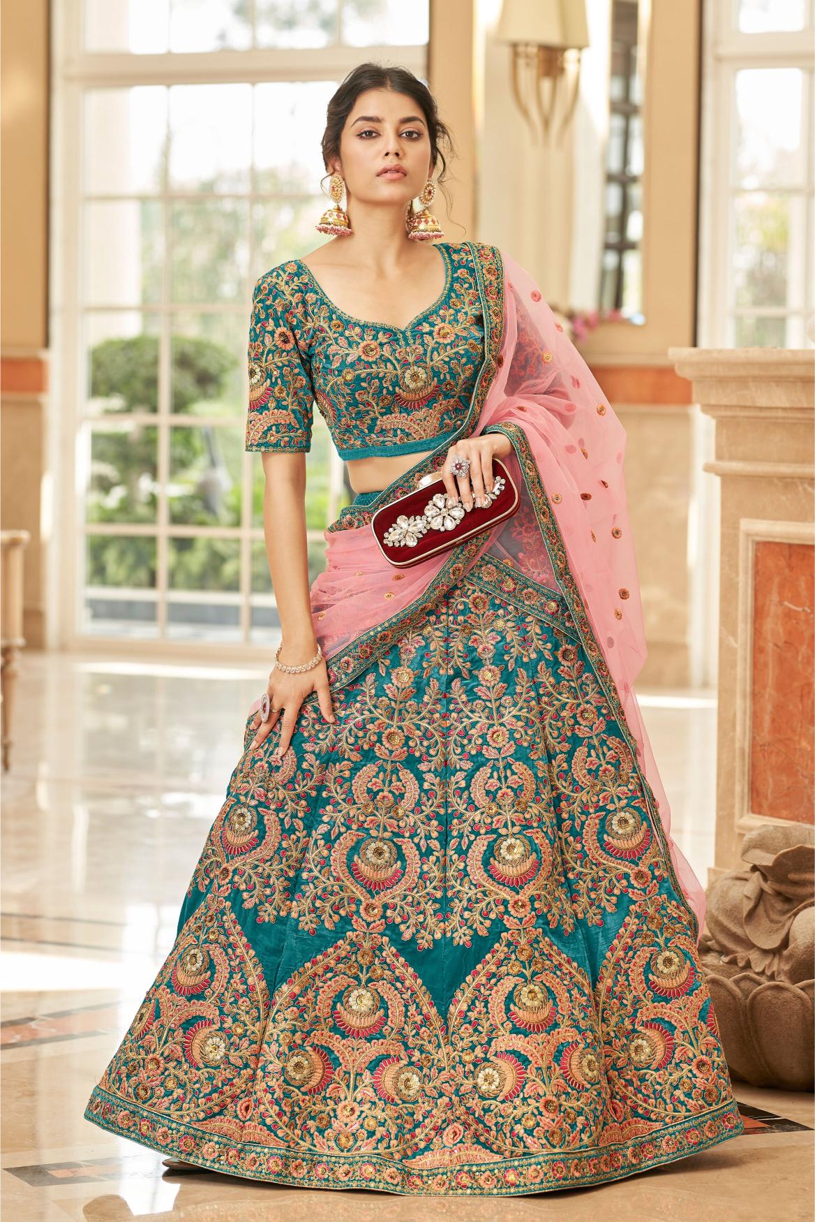 Maroon Velvet Lehenga Choli