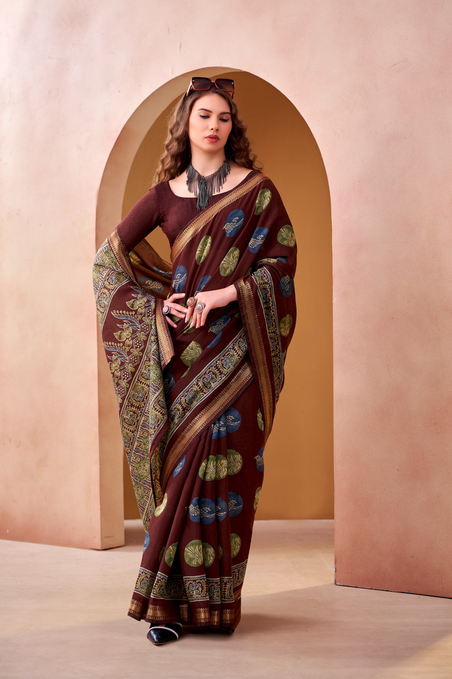 Maroon Woven Designer Chanderi Saree
