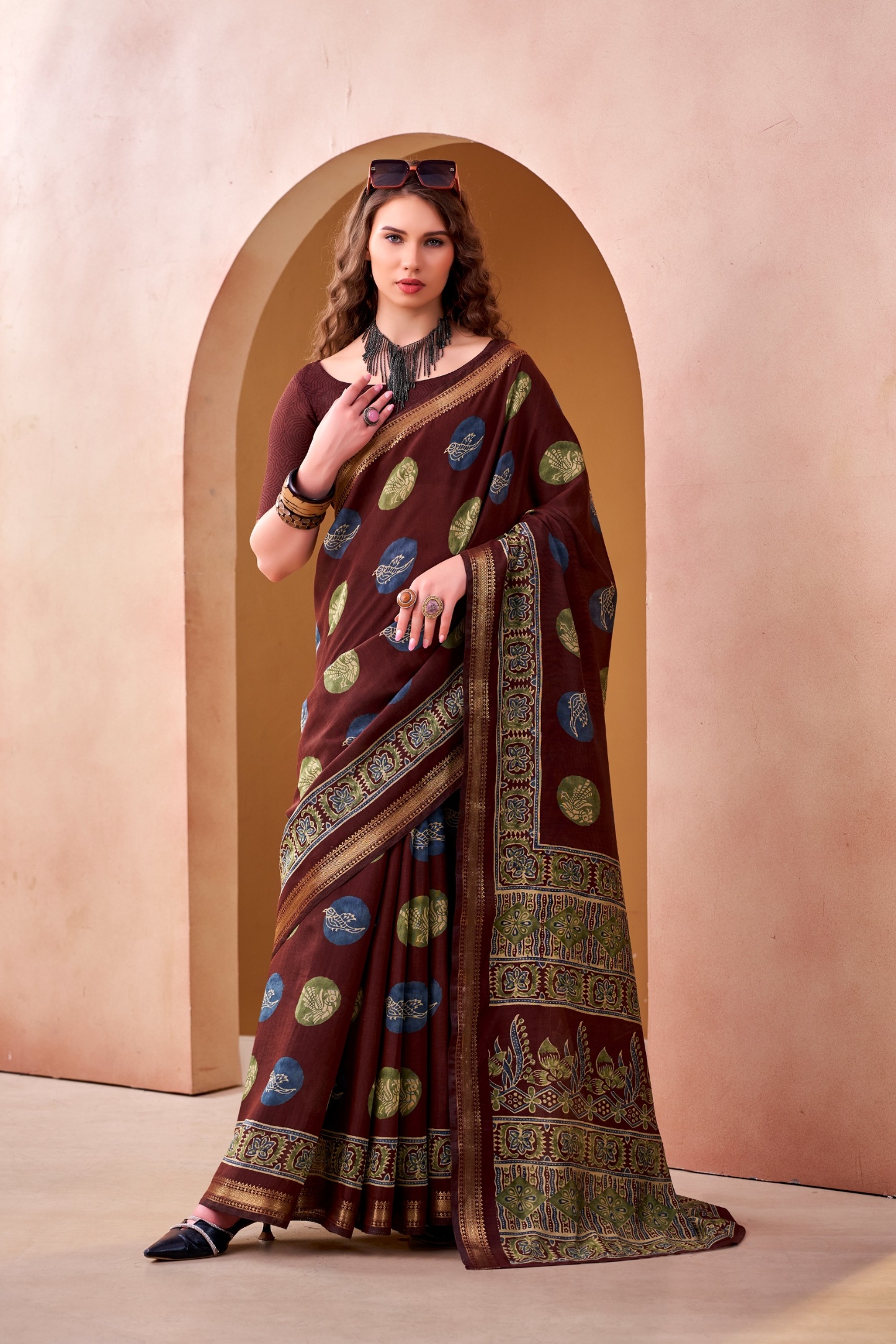 Maroon Woven Designer Chanderi Saree