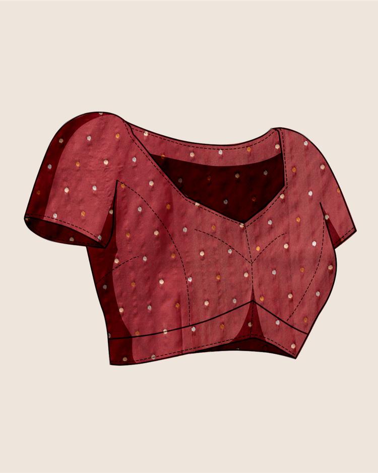 Maroon Zari Woven Jacquard Silk Saree