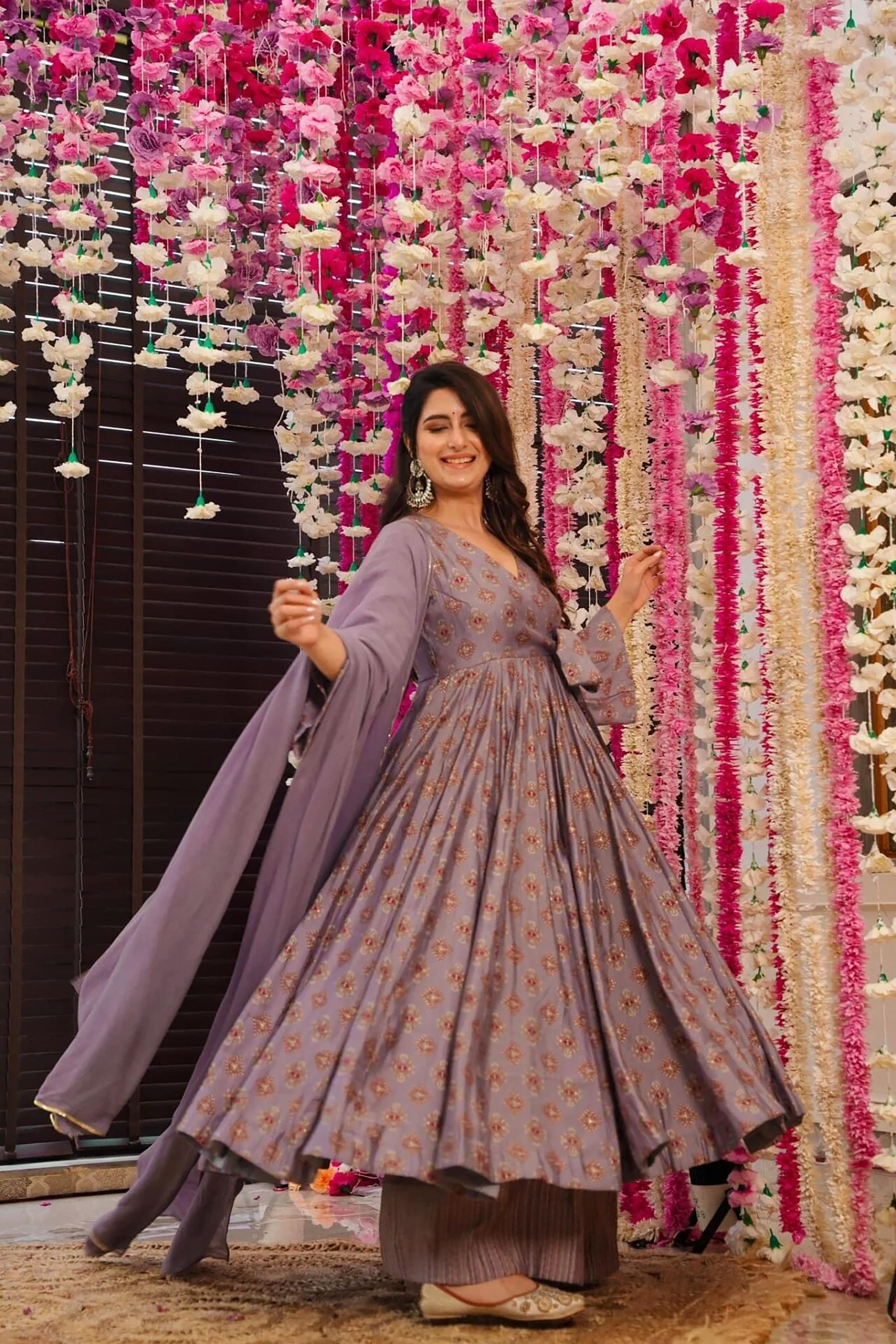 Mauve Digital Printed Muslin Palazzo Suit
