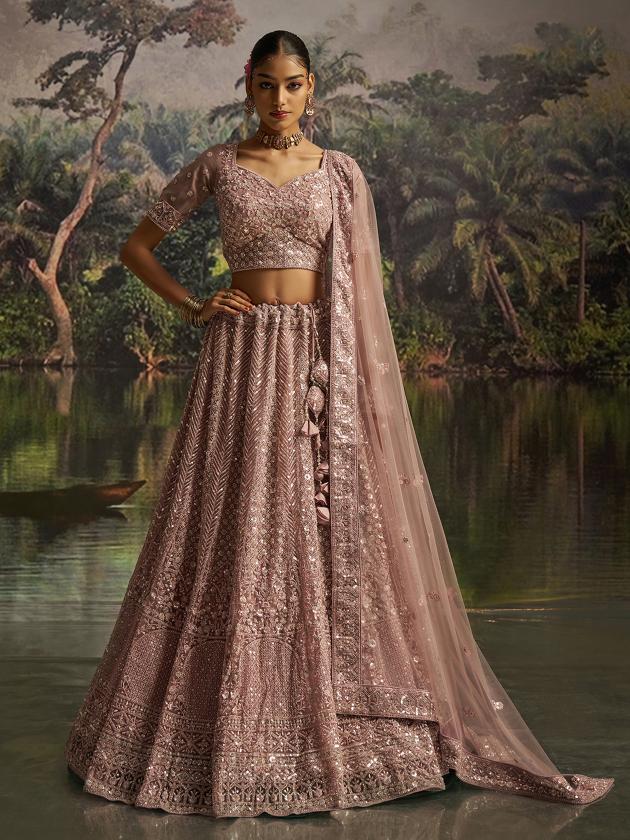 Mauve Soft Net Lehenga Choli