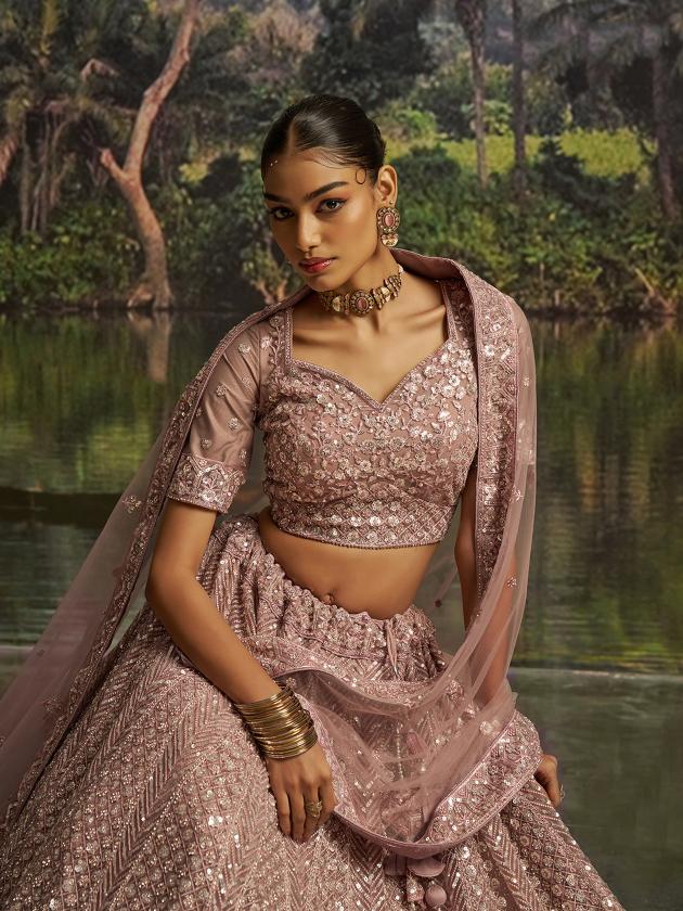 Mauve Soft Net Lehenga Choli
