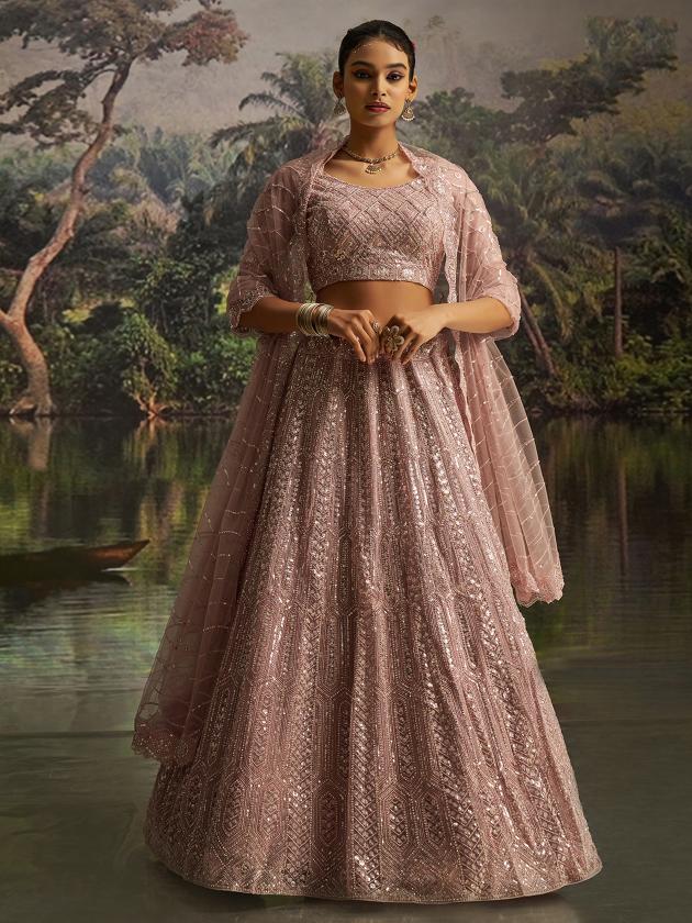 Mauve Soft Net Lehenga Choli