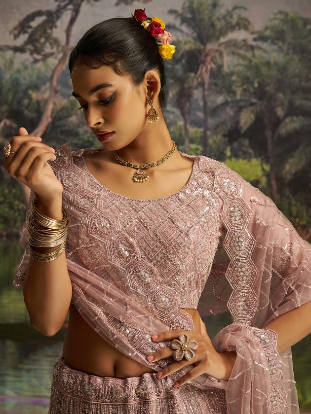 Mauve Soft Net Lehenga Choli — alternate view