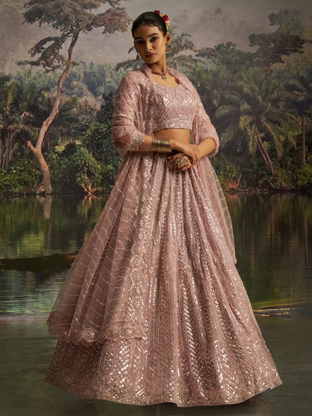 Mauve Soft Net Lehenga Choli