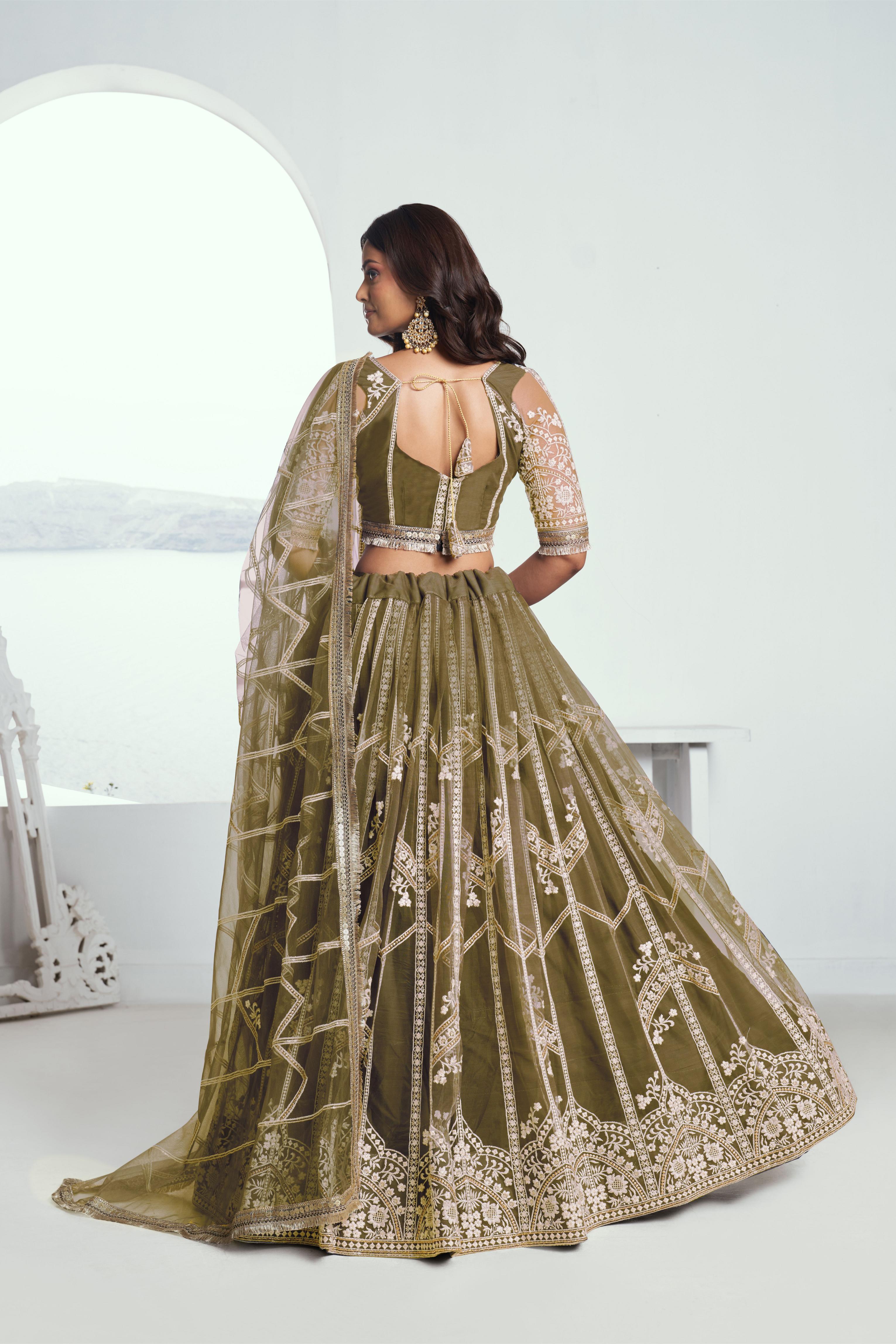 Mehendi Butterfly Net Festive Lehenga — alternate view