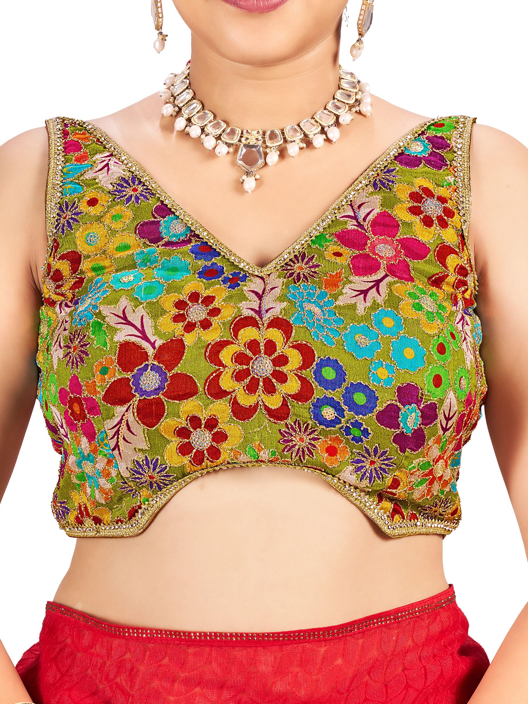 Mehendi Chiffon Readymade Blouse