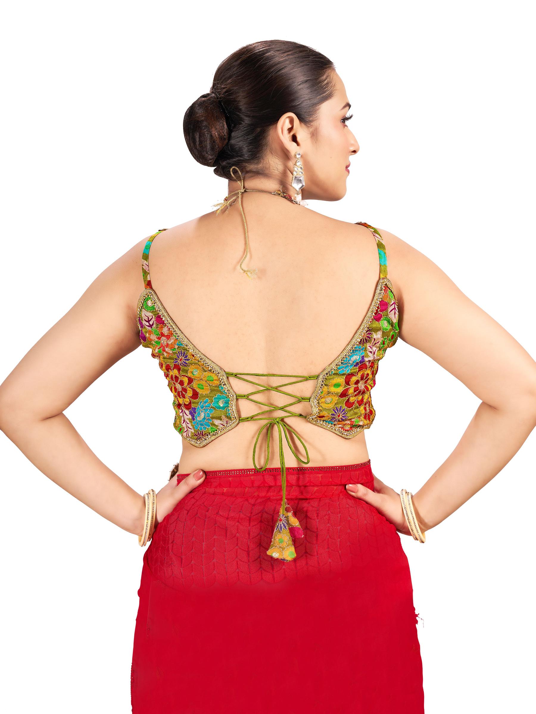 Mehendi Chiffon Readymade Blouse — alternate view