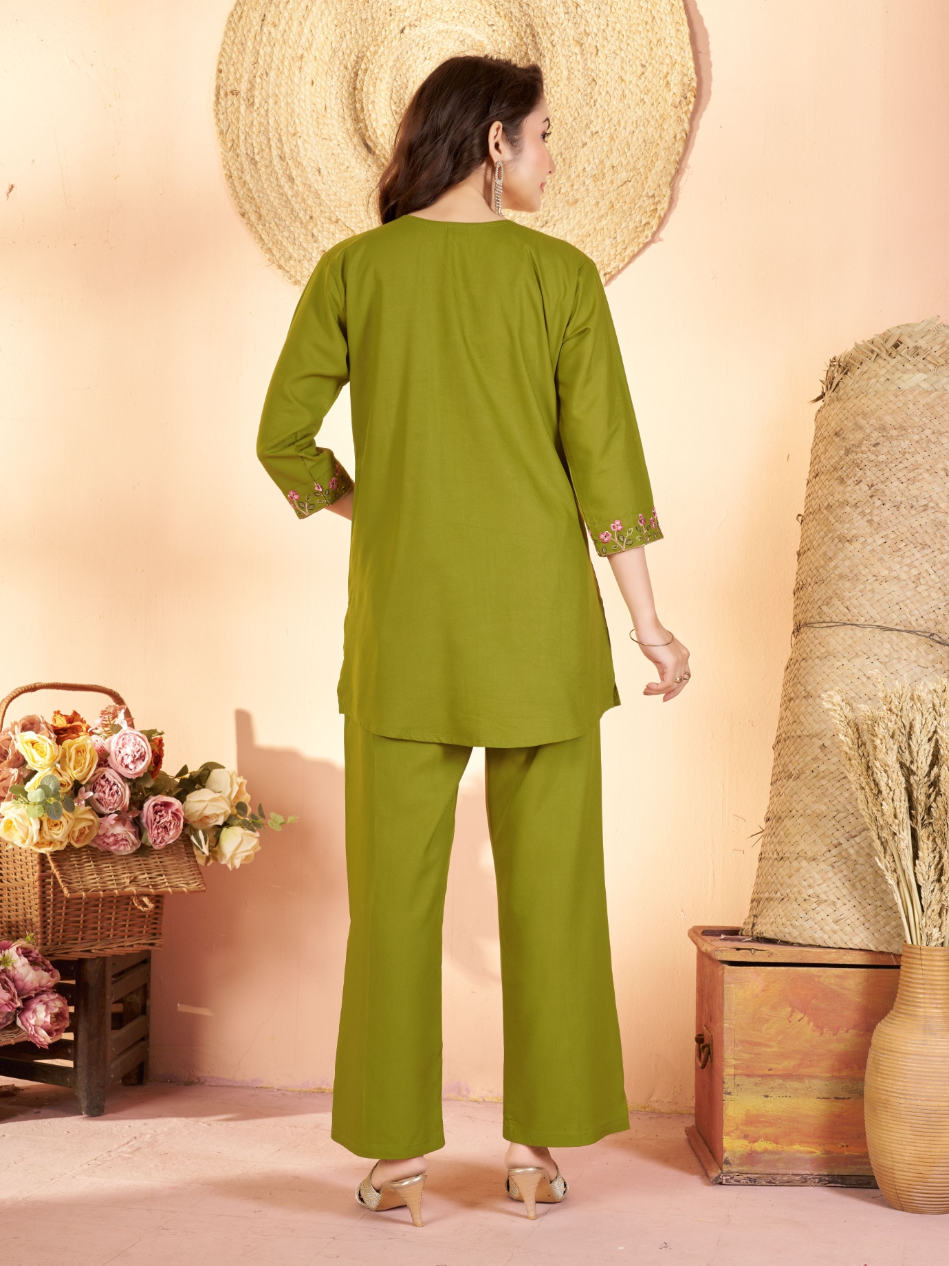 Mehendi Embroidered Rayon Co-Ord Set — alternate view