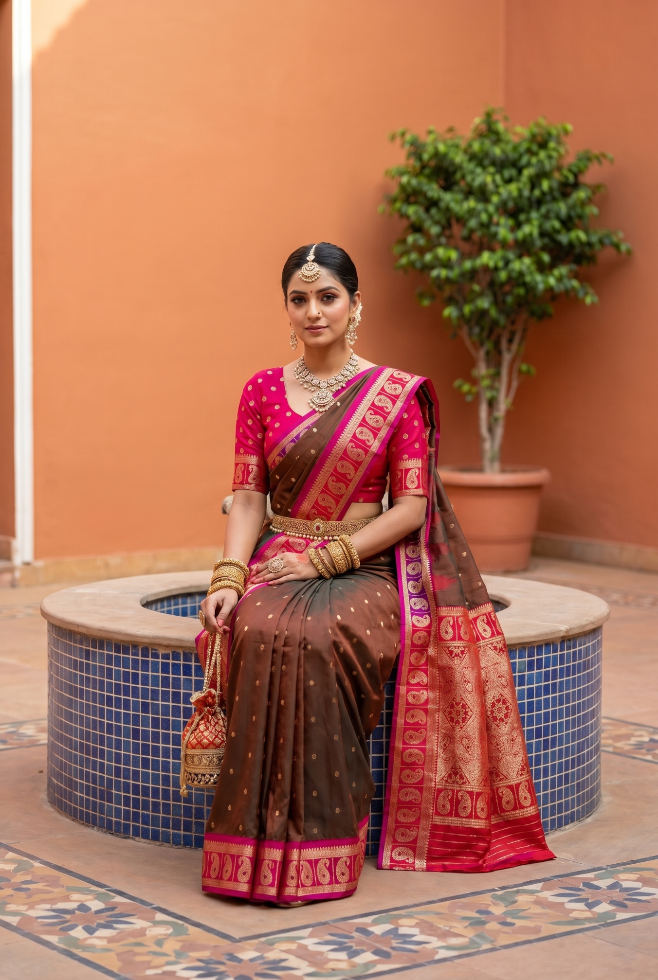 Mehendi Ethnic Motif Woven Soft Silk Saree