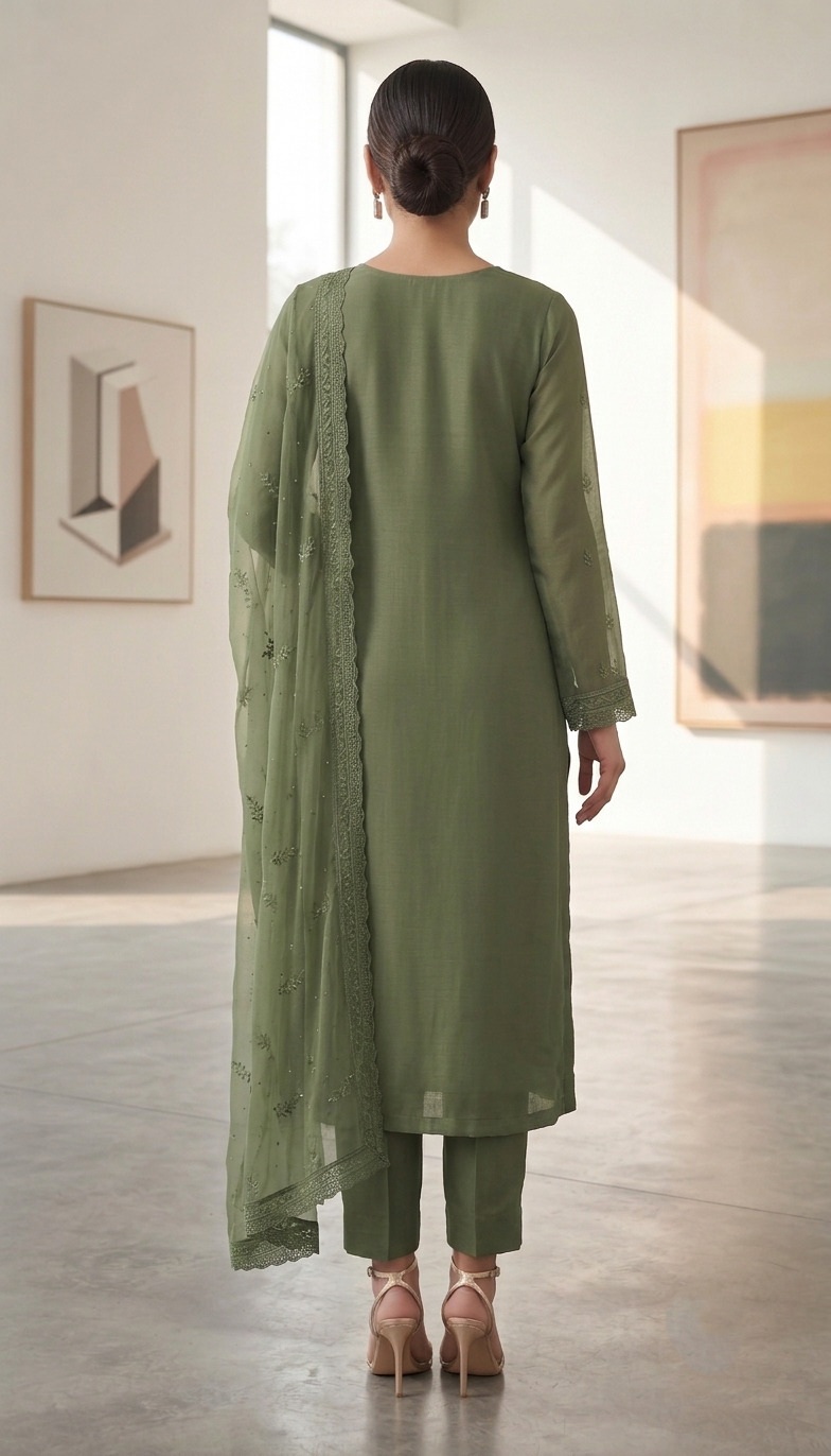 Mehendi Floral Embroidered Straight Suit — alternate view