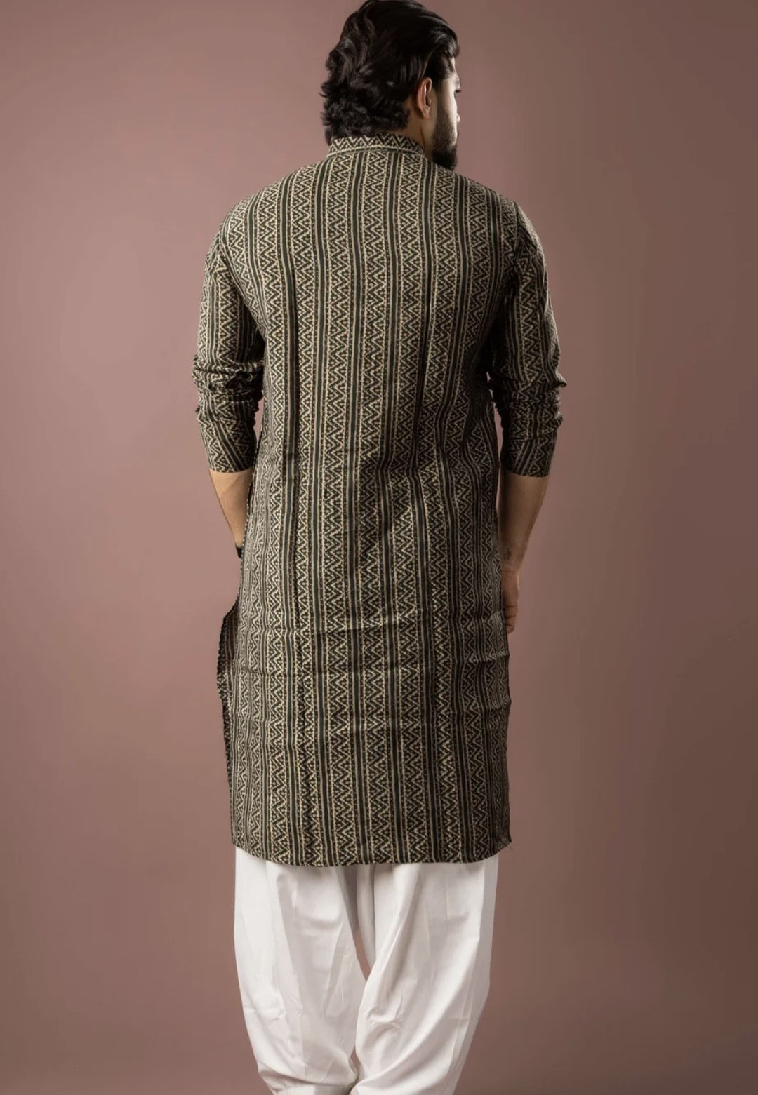 Mehendi Geometric Classic Kurta Set — alternate view