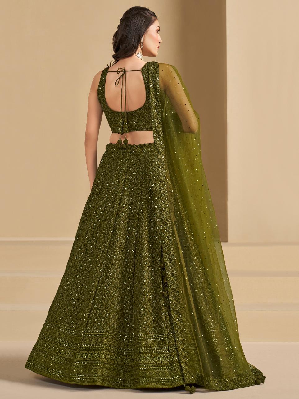 Mehendi Georgette Lehenga Choli — alternate view