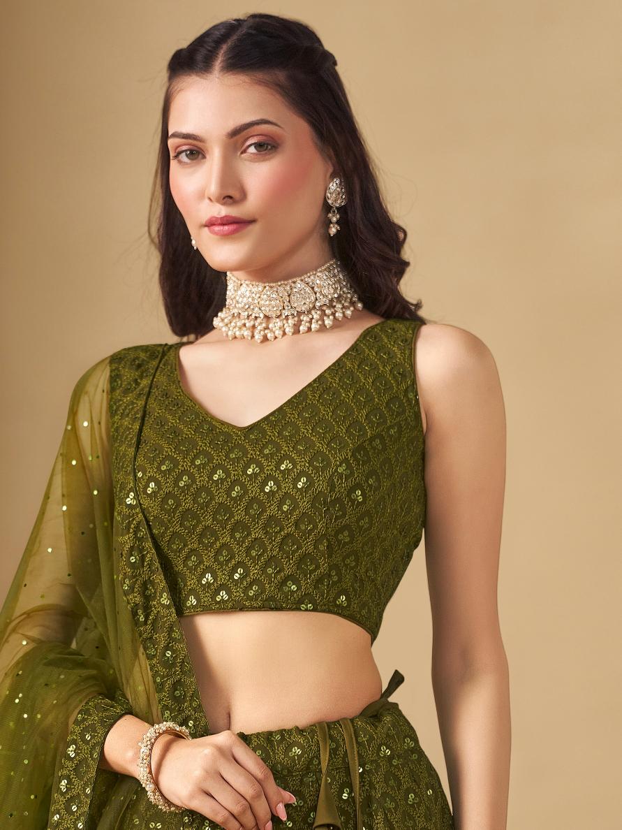 Mehendi Georgette Lehenga Choli