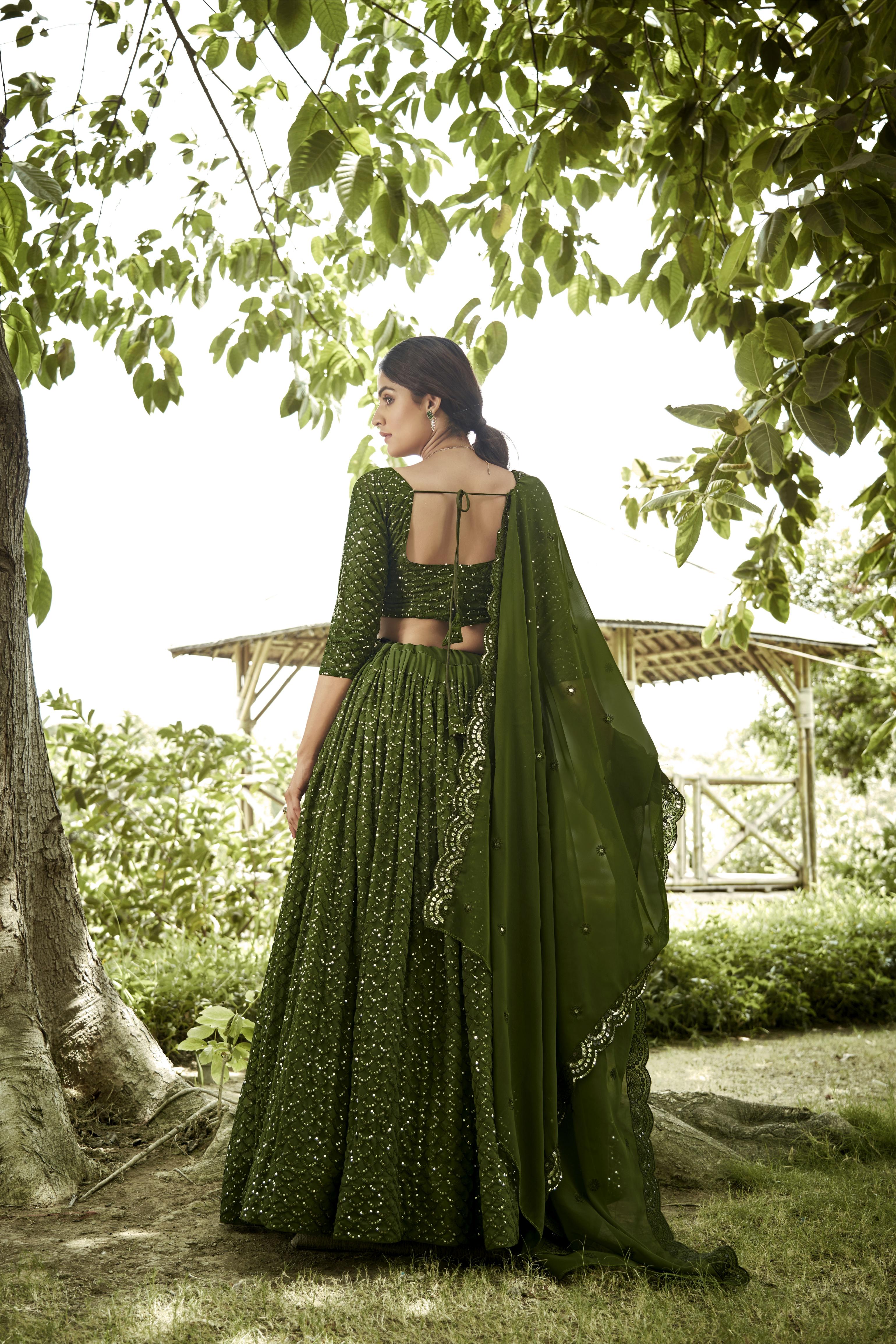 Mehendi Georgette Party Wear Lehenga — alternate view