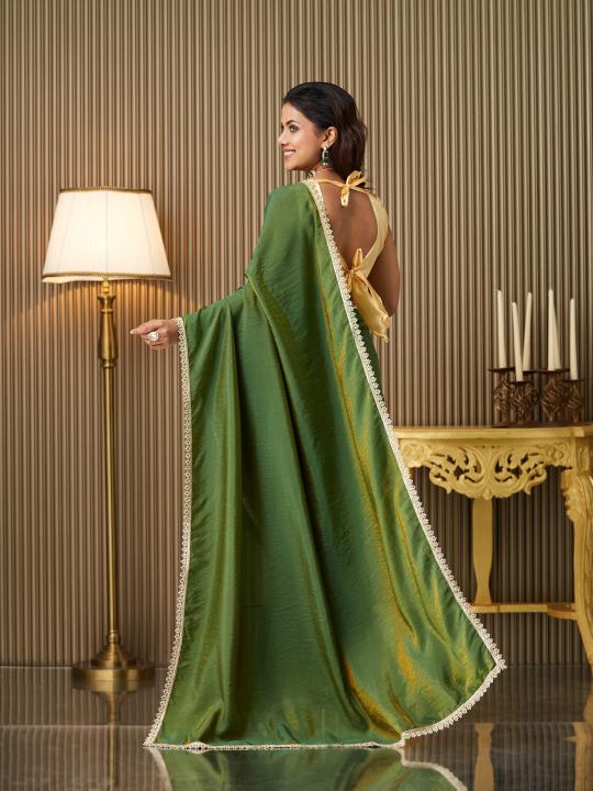 Mehendi Gold Silk Saree — alternate view