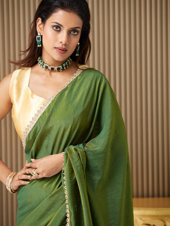 Mehendi Gold Silk Saree