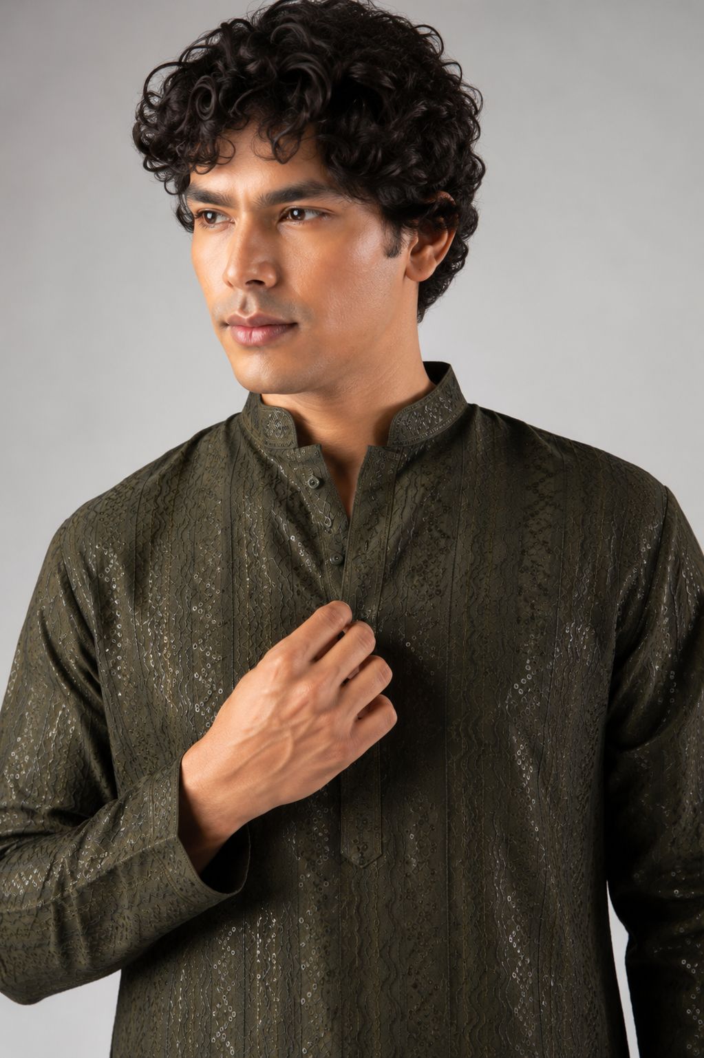 Mehendi Green Stripe Embroidery Rayon Kurta Pyjama