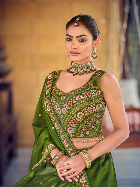 Mehendi Rangoli Silk Lehenga Choli
