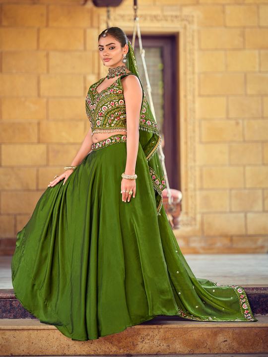 Mehendi Rangoli Silk Lehenga Choli