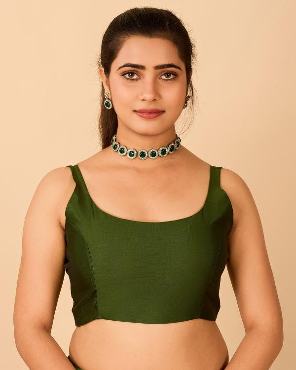 Mehendi Satin Readymade Blouse