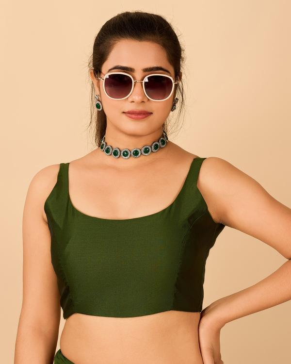 Mehendi Satin Readymade Blouse