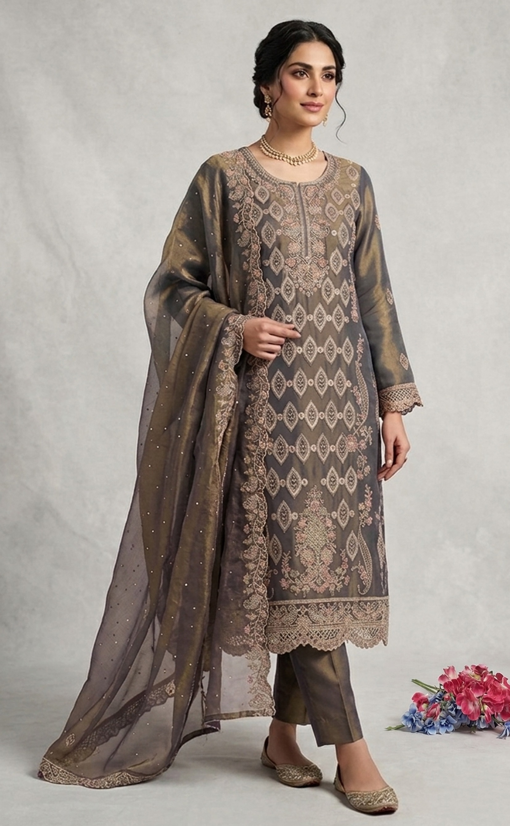 Mehendi Silk Designer Suit