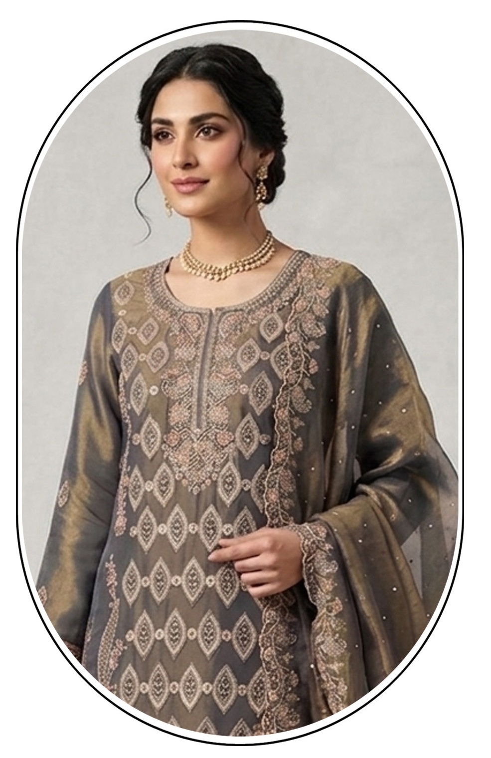 Mehendi Silk Designer Suit — alternate view