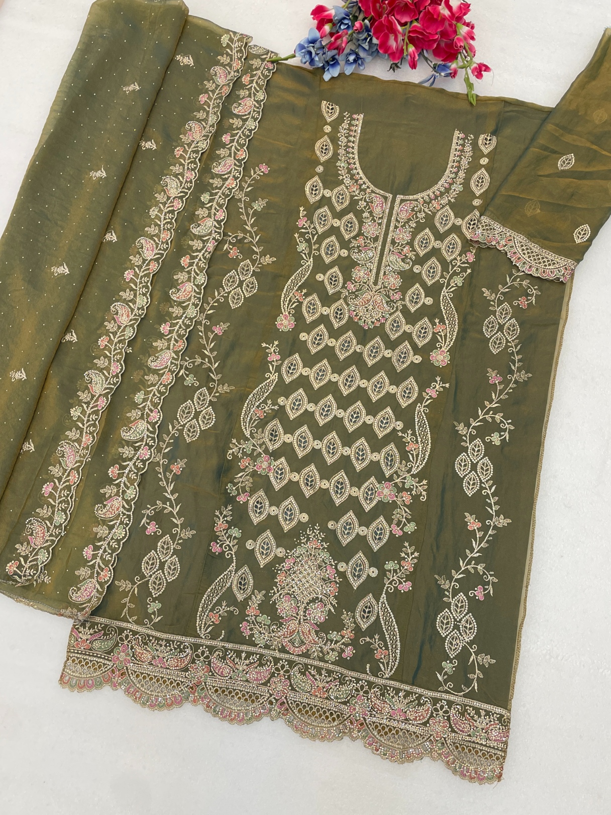 Mehendi Silk Designer Suit