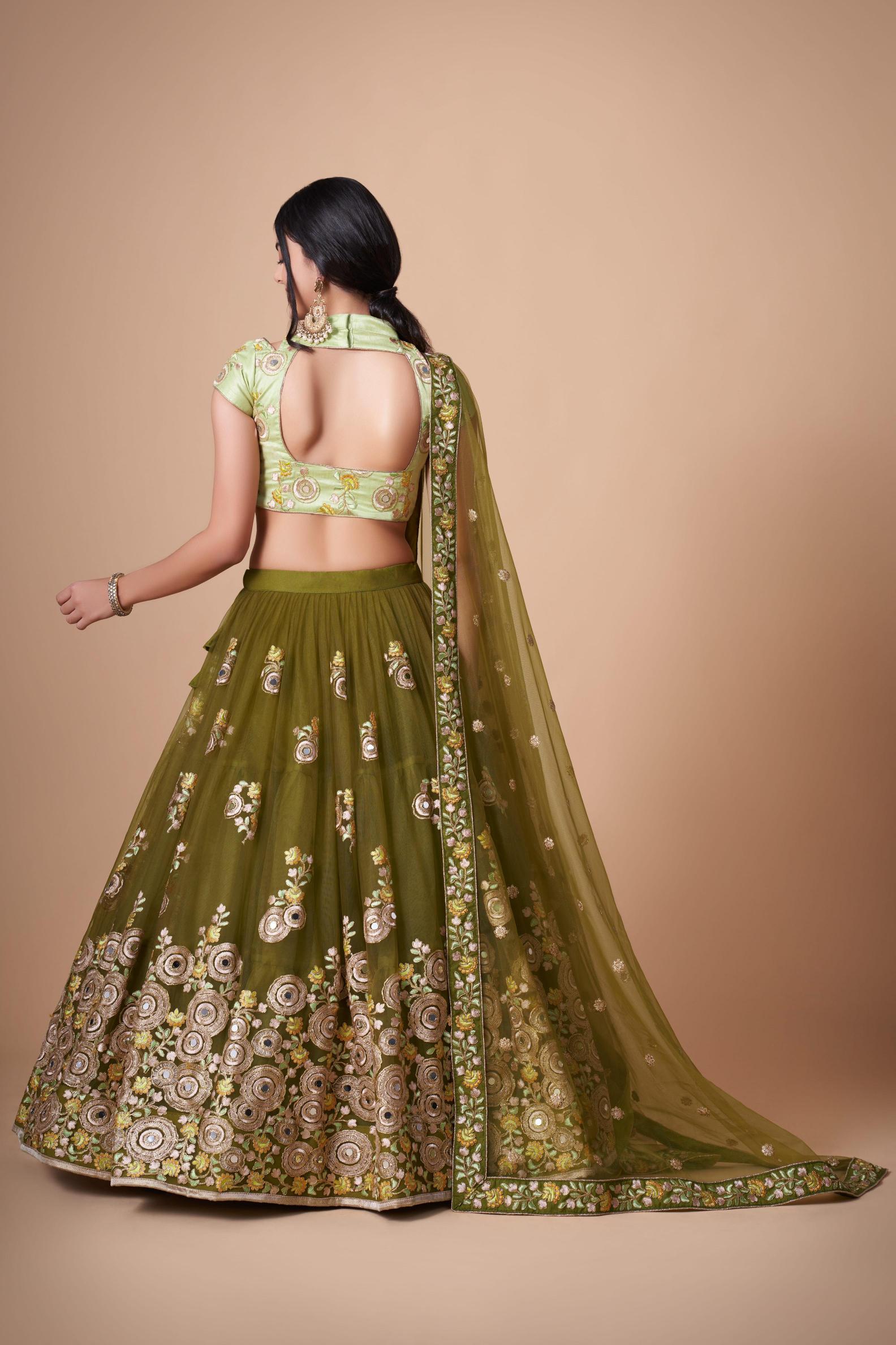 Mehendi Soft Net Lehenga Choli — alternate view