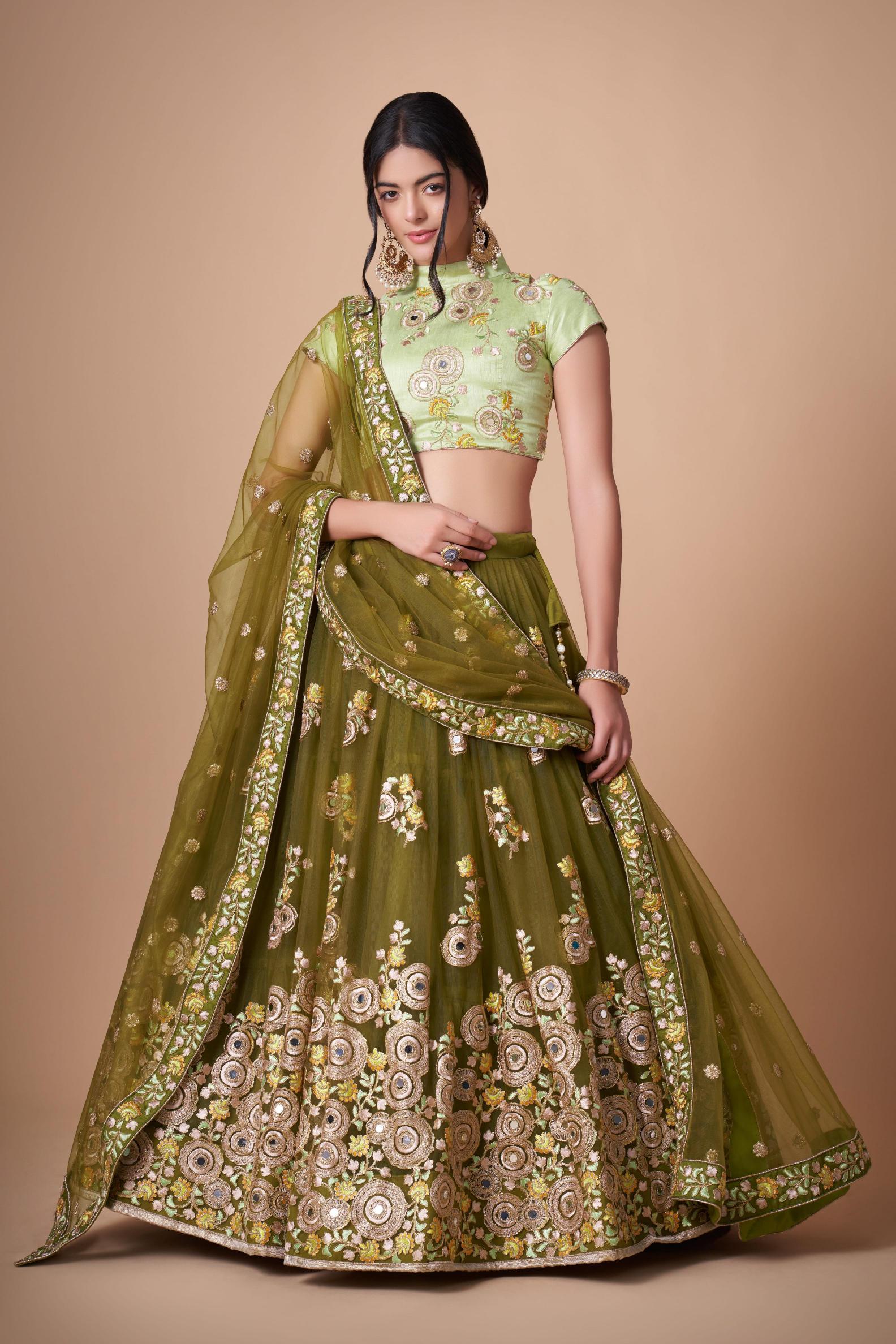 Mehendi Soft Net Lehenga Choli