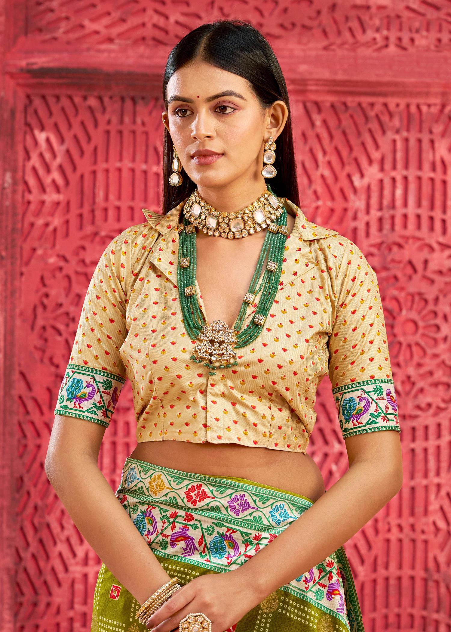 Mehendi Velvet Tussar Silk Saree