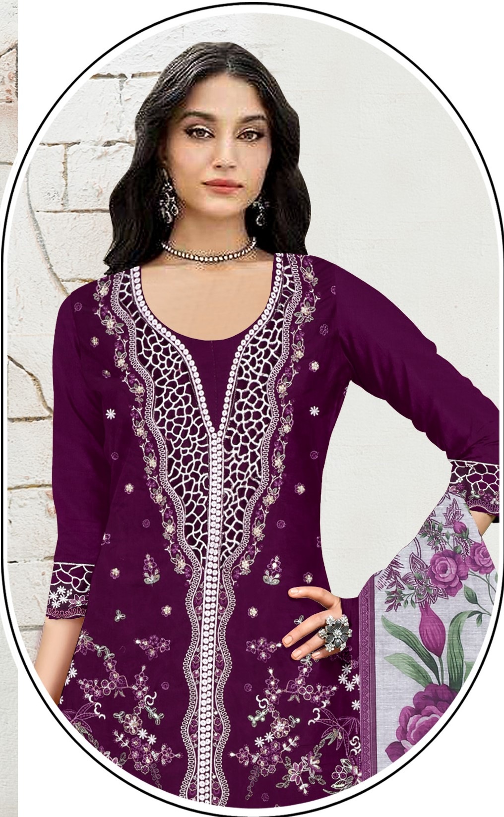 Merlot Royale Embroidered Salwar Kameez — alternate view