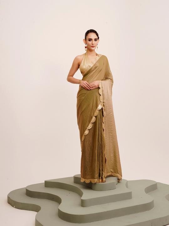 Metallic Green Tissue Saree