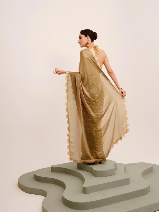 Metallic Green Tissue Saree — alternate view