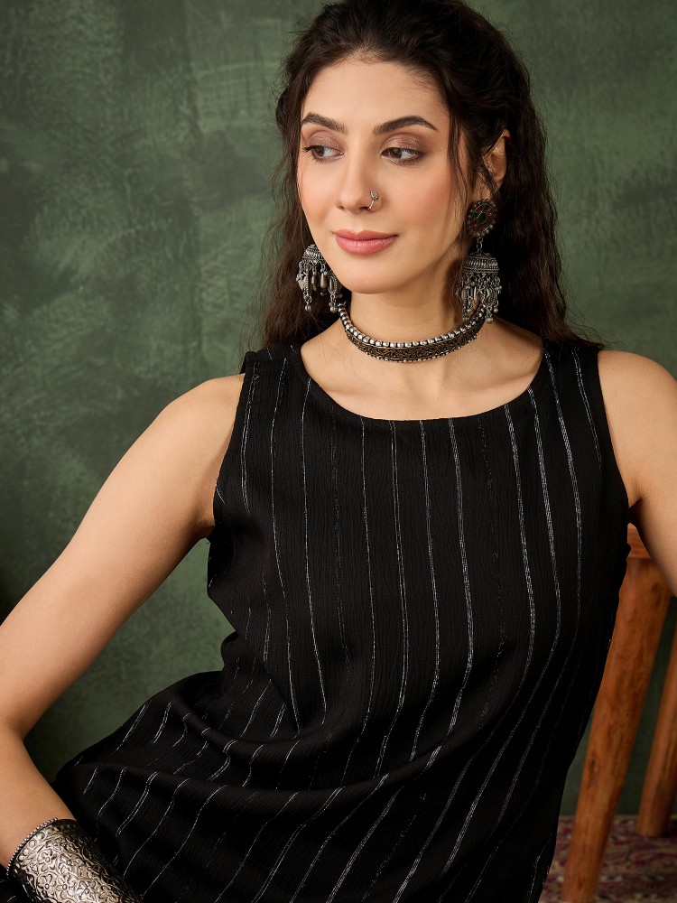 Midnight Black Cotton Silk Blend Kurta Set